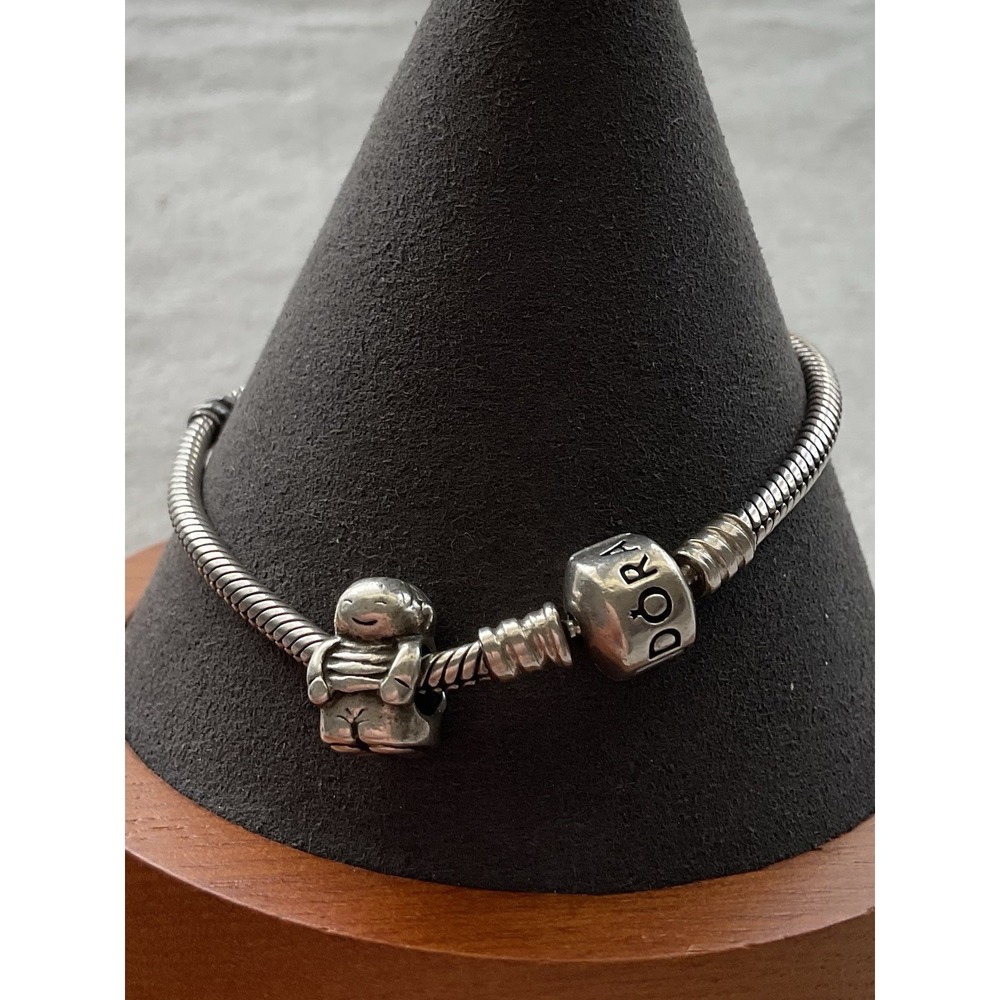 Pandora ALE 925 Sterling Silver Charm Bracelet Little Boy Charm Vintage